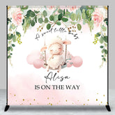 Lofaris Little Lamp Floral Custom Name Baby Shower Backdrop